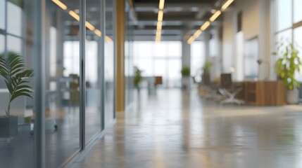 Blurred office interior view - panoramic office background.