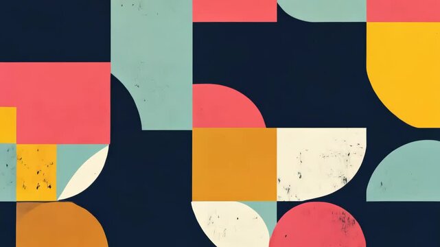 Brutalist geometric shapes, modern symbols. Groovy checkered pattern, distorted tiled grid. Simple elements, forms. Retro design, trendy contemporary minimalist style, y2k. Video