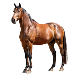Obraz premium Photograph of a Majestic Brown Horse Stallion, Isolated with a Transparent Background for Stunning Clarity in PNG Format