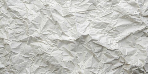 Obraz premium A Close-Up View of a Crumpled Sheet of White Paper Exhibiting a Textured Surface with Deep Creases and Folds, Ideal for Abstract Backgrounds