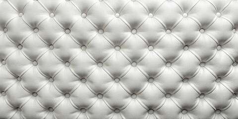 A close-up view of a white tufted leather upholstery, showcasing its intricate design and luxurious texture