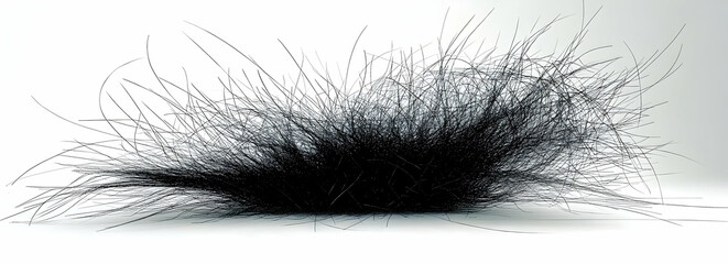 Obraz premium A mass of black hair or fur, appearing as a textured, organic mound against a light background.