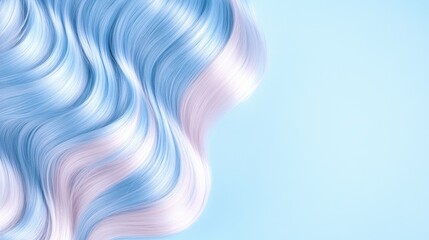 Wavy pastel blue and pink hair against a soft blue background showcasing stylish hair trends and creative color techniques