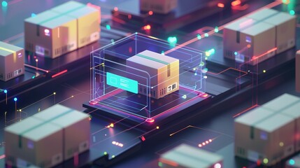 Fototapeta premium Futuristic Abstract Depiction of Package Tracking and Delivery