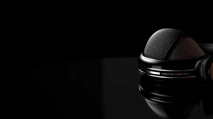 Black Headphones on Dark Background