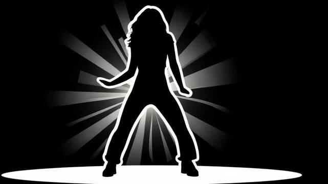 Silhouette of hiphop dancer breakdancing on a black background.