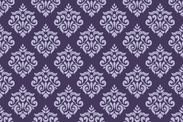 Fototapeta premium Beautiful Purple damask seamless pattern for wallpaper fabric background.