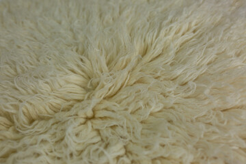 close up of fluffy carpet, yellow fur