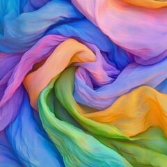 Colorful and vibrant swirling fabrics in soft pastel shades creating an abstract and artistic background pattern