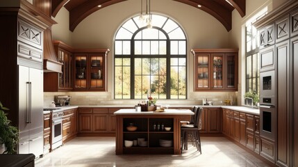 Elegant Modern Kitchen with Natural Light and Wood Accents