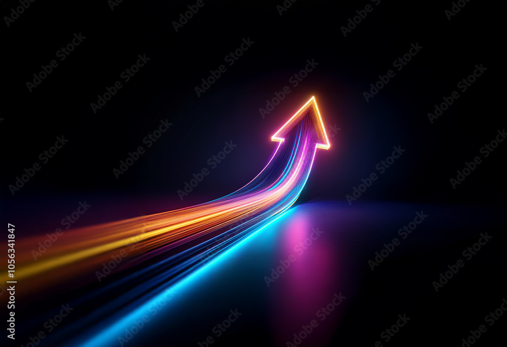 Canvas Prints a glowing neon arrow points upward, symbolizing growth and progress.