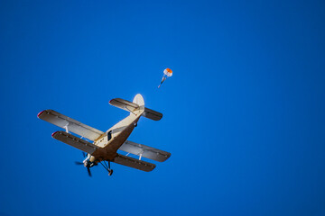 A tag dropped from a plane on a parachute