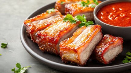 Crunchy Fried Pork Belly Dish on Plate