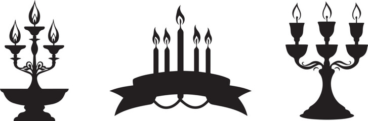 Silhouette of a happy Kwanzaa twibbon with seven candles, silhouette vector
