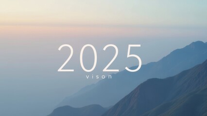 A serene mountain landscape under a setting sun, inspiring viewers to set and achieve higher goals in 2025, symbolizing growth, ambition, and the pursuit of new heights