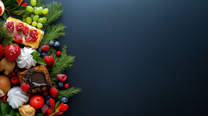 Free space webpage background of snack cookies and decorations for menu cookbook and presentation