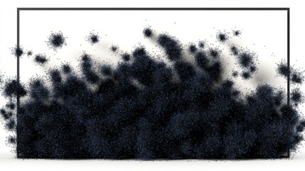 A black and white abstract image of a chaotic and dense cloud of dots.