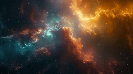 Cosmic Nebula and Starry Galaxy in Deep Space, Colorful Night Sky Illustration