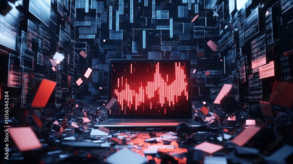 Poster digital data visualization in futuristic environment