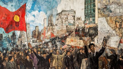 Fototapeta premium A Powerful Crowd: A Painting of Protest and Change
