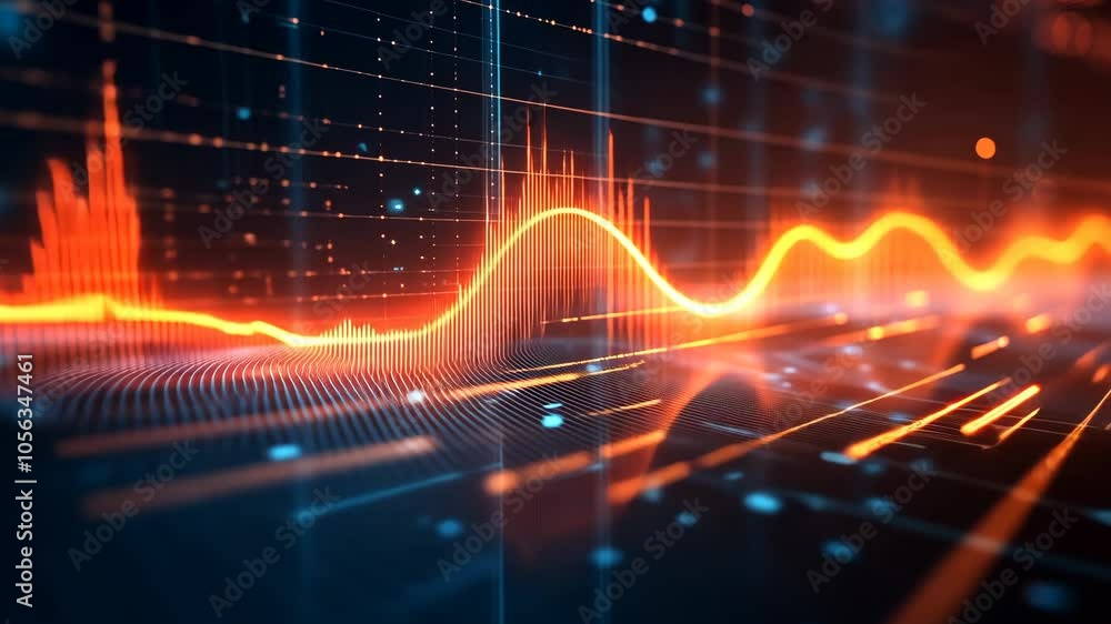 Poster financial rising graph and chart with lines and numbers video
