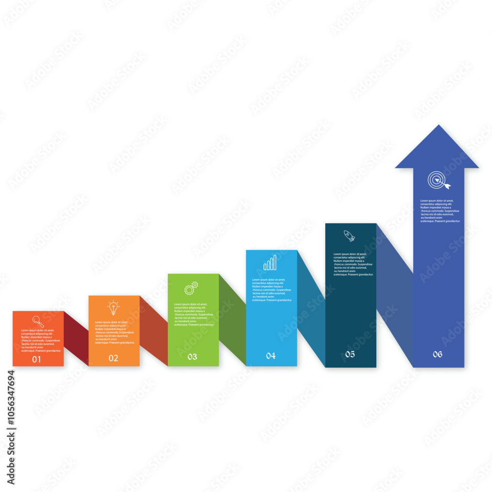 Canvas Prints vector infographic arrow template with 6 steps. can be used for web design, timeline, diagram, chart