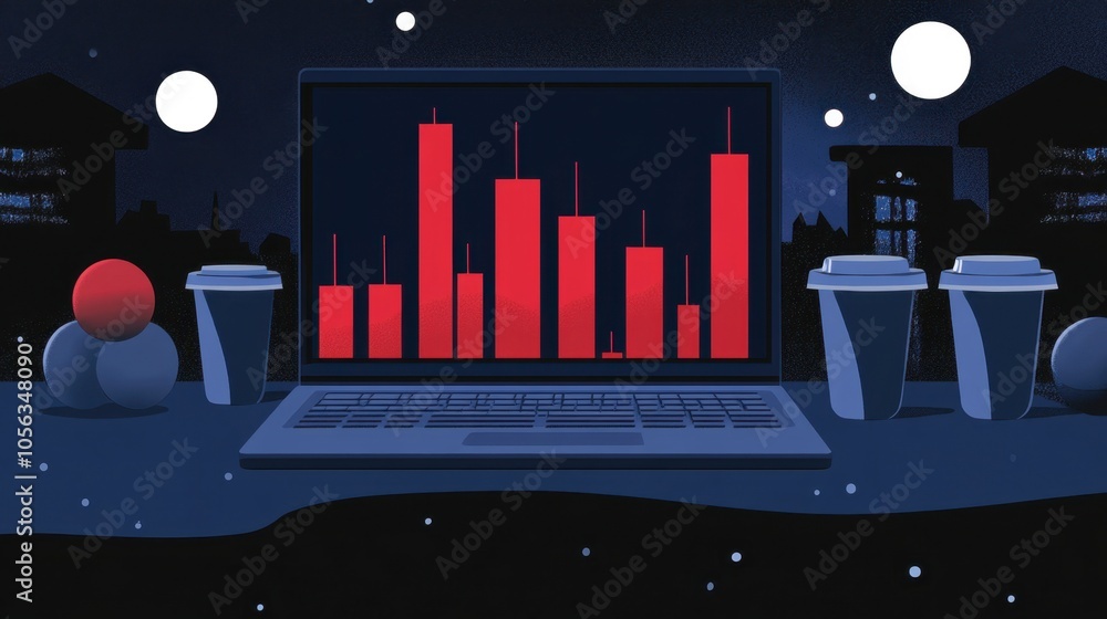 Aufkleber data visualization concept with laptop and graphs