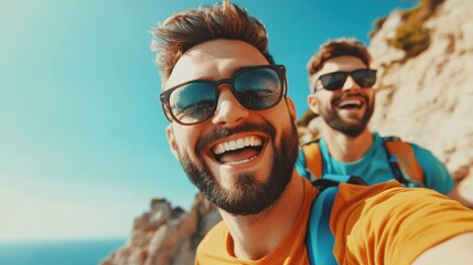 Obraz premium Friends Laughing During Outdoor Adventure