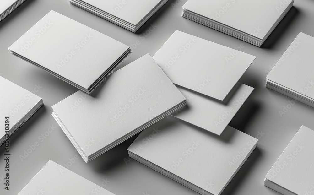 Poster minimalist business card mockup - overlapping on gray surface, 3d rendering