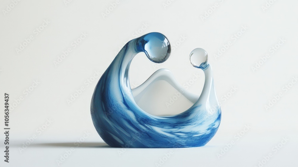 Poster an artistic depiction of a water drop merging with another, symbolizing connection and flow, set aga