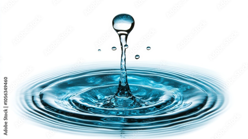 Poster an artistic depiction of a water drop merging with another, symbolizing connection and flow, set aga