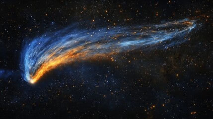 comet's tail burning on a star-filled night, creating a spectacular trail of light generative ai