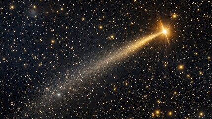 comet's tail burning on a star-filled night, creating a spectacular trail of light generative ai