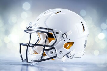 Naklejka premium American football helmet. Backdrop with selective focus and copy space for text