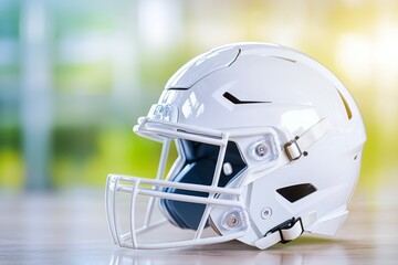 Fototapeta premium American football helmet. Backdrop with selective focus and copy space for text