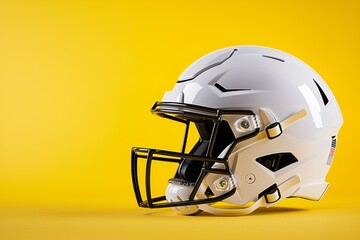 Fototapeta premium American football helmet. Backdrop with selective focus and copy space for text