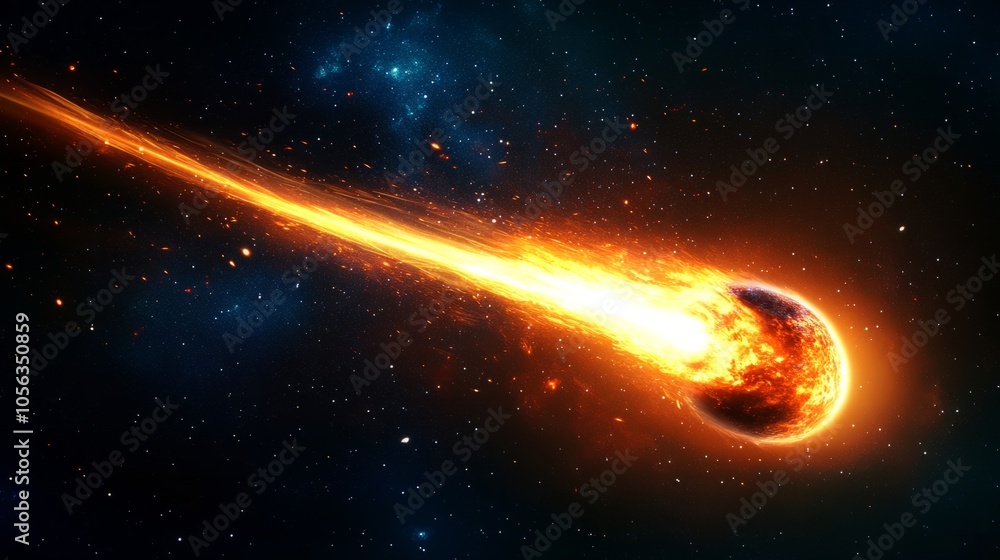 Wall mural comet tail in deep space. generative ai