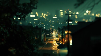 Night Cityscape with Soft Bokeh and Glowing Lights