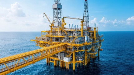 Offshore Engineer in Full Safety Gear Climbing Structure