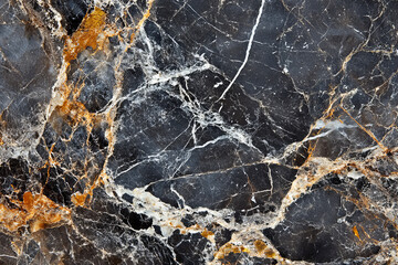 Black and Gold Marble Texture Background with Luxury Stone Veins in Natural Pattern &ndash; High-Resolution Geometric Abstract Art for Elegant Design