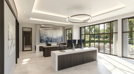 Modern Office Reception Area with Natural Light