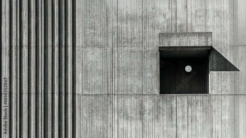 Aufkleber a concrete wall with vertical lines and a small rectangular window