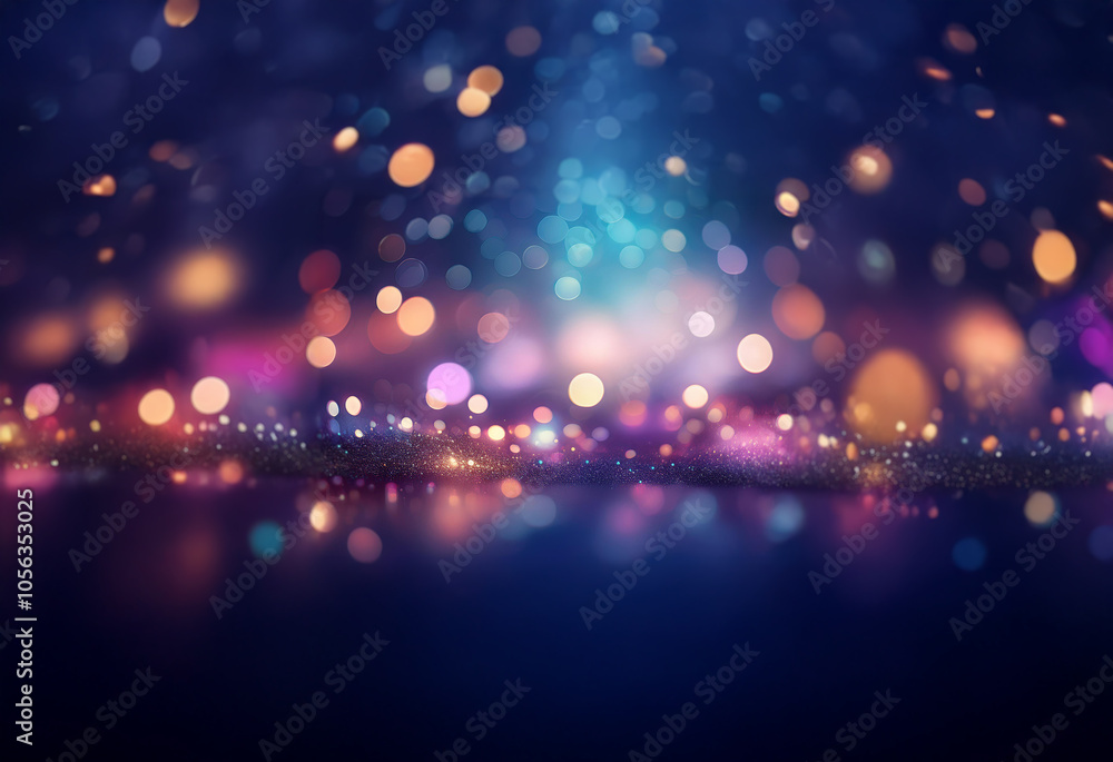Poster a dark background with an array of colorful bokeh lights, creating a sense of magic and wonder.