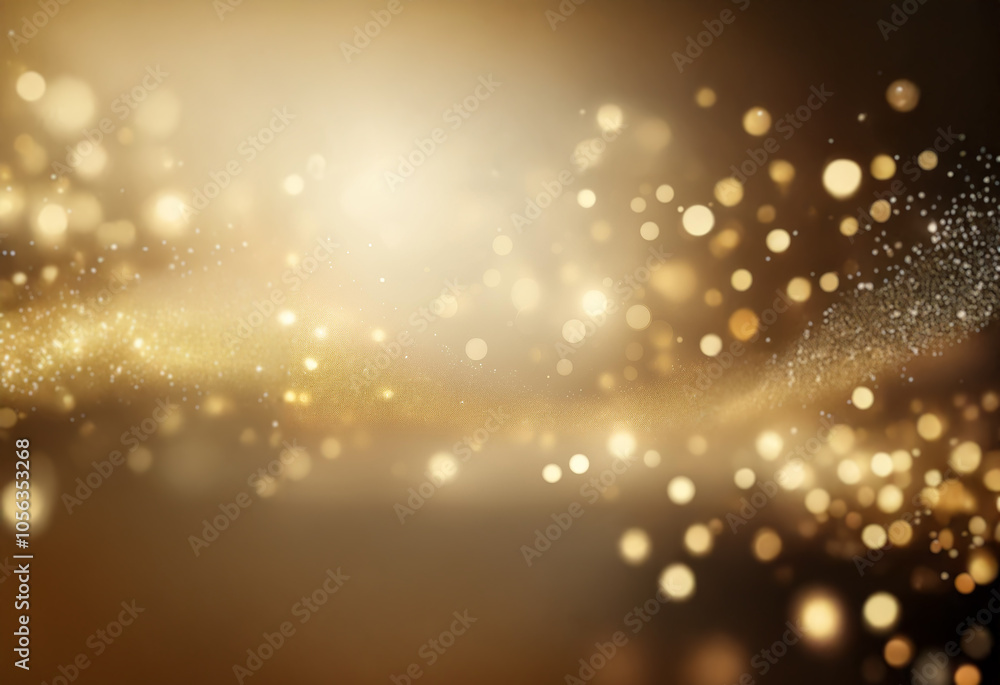 Poster abstract background with swirling golden light and bokeh effect.