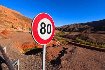 Speed Limit 80 km Road Sign