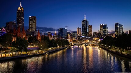 Obraz premium Stunning Cityscape of Melbourne at Dusk