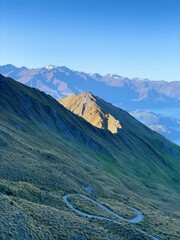 Beautiful landscapes of Lake Wanaka from Mount Roy, Roys Peak, Wanaka, South Island, New Zealand....