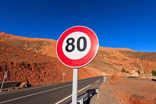 Speed Limit 80 km Road Sign