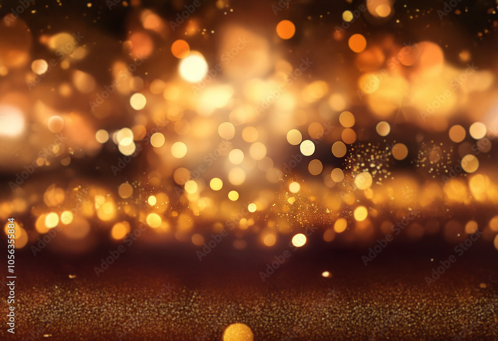 Poster abstract background with a golden glow and bokeh effect.