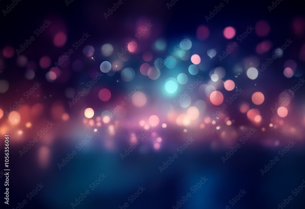 Aufkleber a dark background with a blurred layer of colorful bokeh.